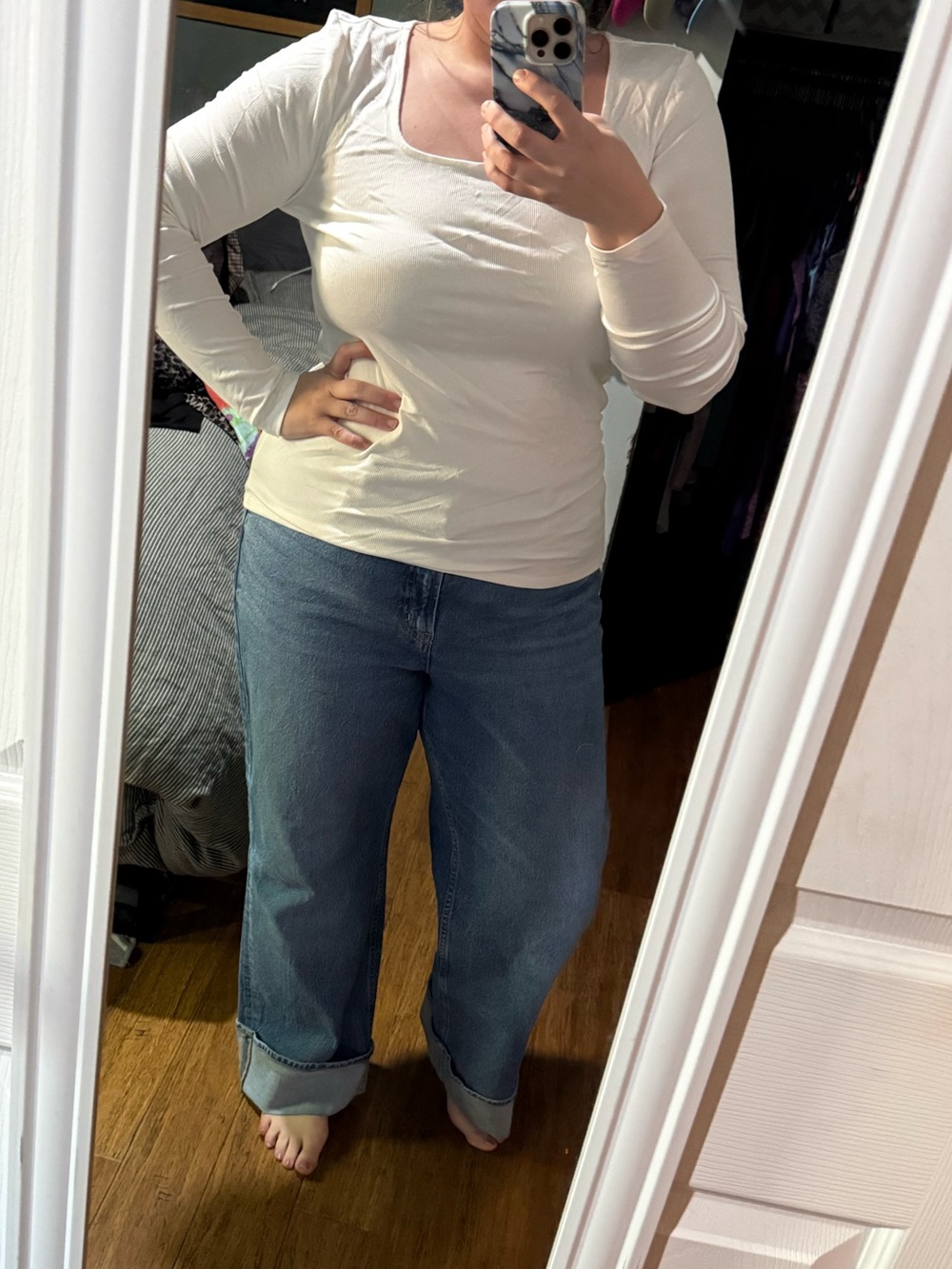 41 Hawthorn White Square Neck Knit Top